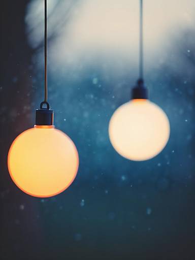 Two Hanging Round Pendant Lamps