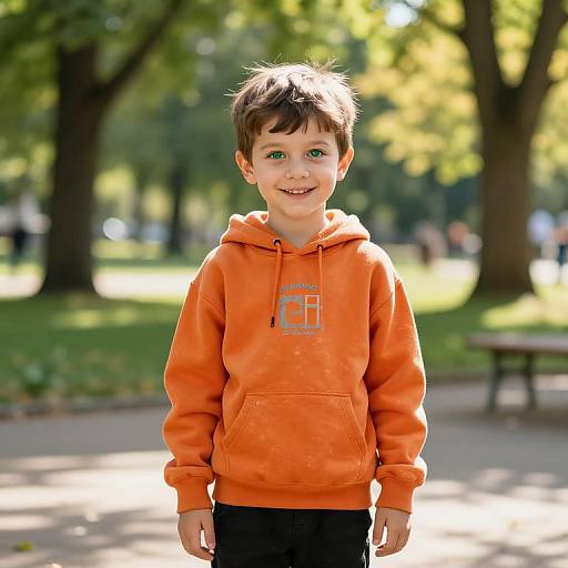 Curious Boy in Sunlit Park