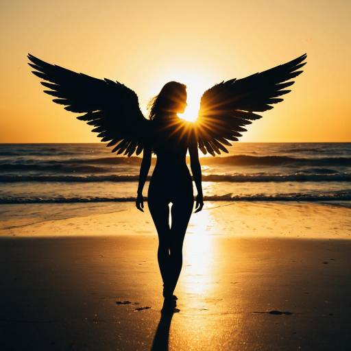Angelic Silhouette at Fluorescent Horizon