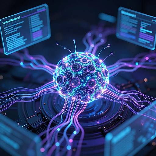 Futuristic Visualization of AI Neural Network