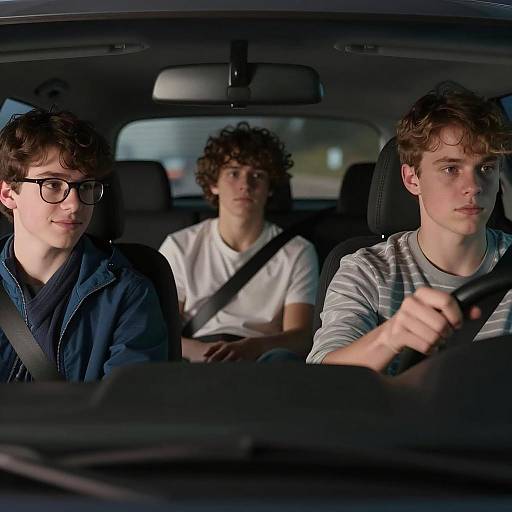 Teen Boys Driving at Night