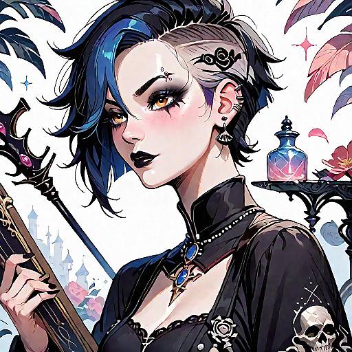 Gothpunk Woman with Gothic Accessories