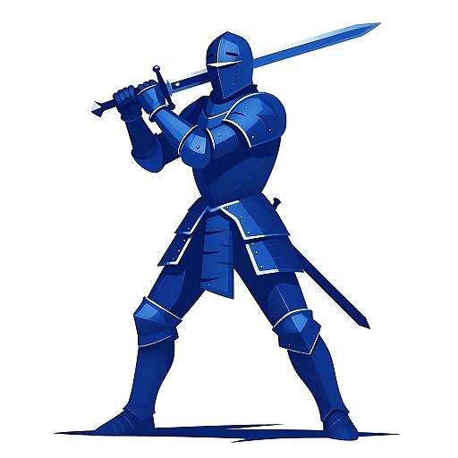Abstract Blue Medieval Warrior Silhouette