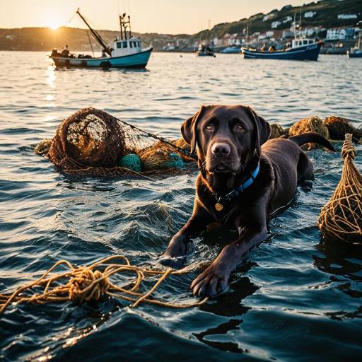 Hyper-Realistic Labrador in Coastal Harbor