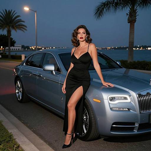 Elegant Nighttime Car Scene with Model