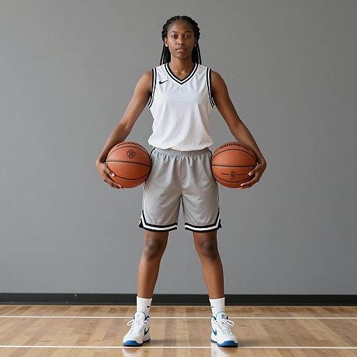 Athletic Black Woman on Basketball Court