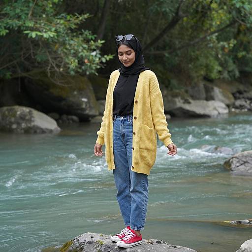 Young Woman by Turquoise River