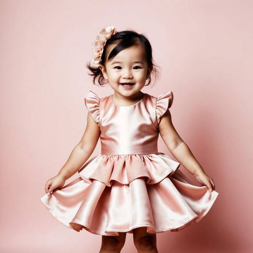 Smiling toddler girl in pink dress