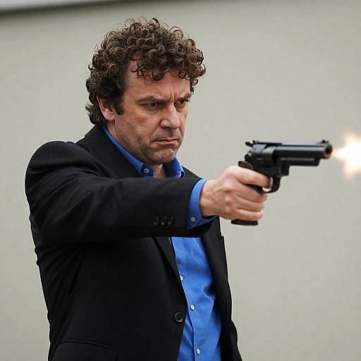 Intense Middle-Aged Man with Revolver