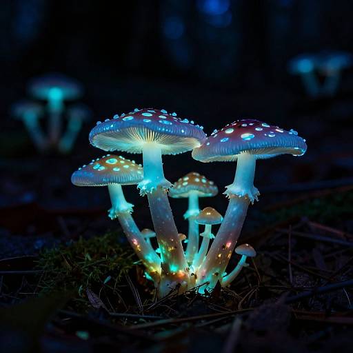 Bioluminescent Mushrooms in Mystical Forest