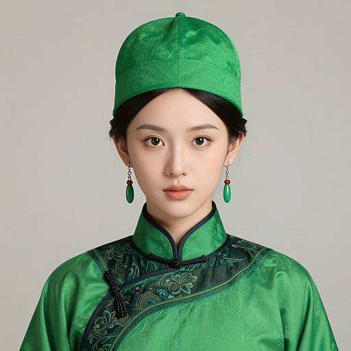 Realistic Girl in Green Card Costume