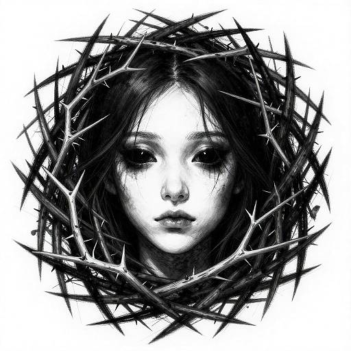 Haunting Face in Thorny Nest