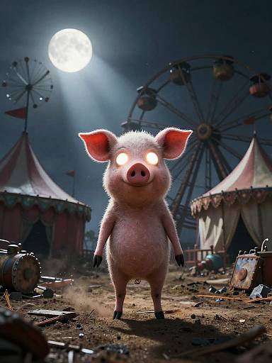 Spooky Piglet in Ruined Carnival
