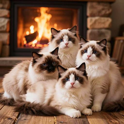 Cozy Ragdoll Cats Snuggling Indoors