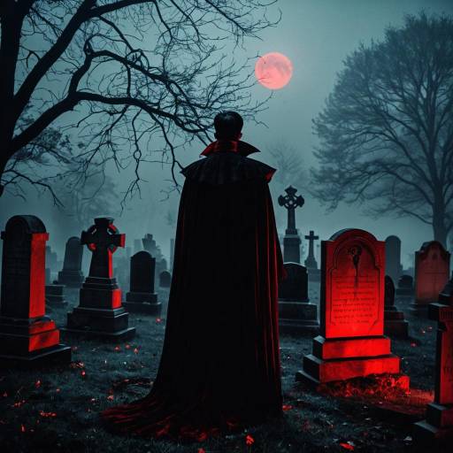 Vampire Lord in Foggy Graveyard