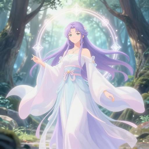 Mystical Anime Sorceress in Forest