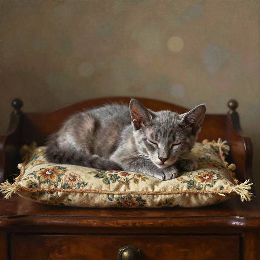 Cozy Oriental Longhair Kitten Portrait