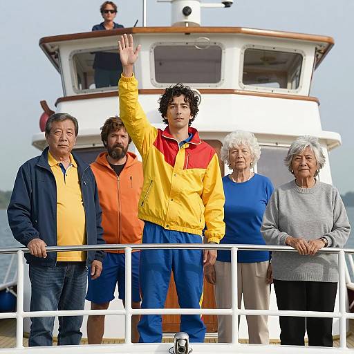 Six Diverse People Enjoying a Boat Ride