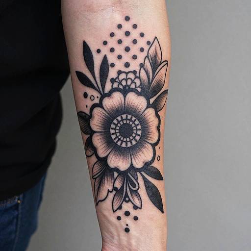 Elegant Polka Dot Floral Tattoo
