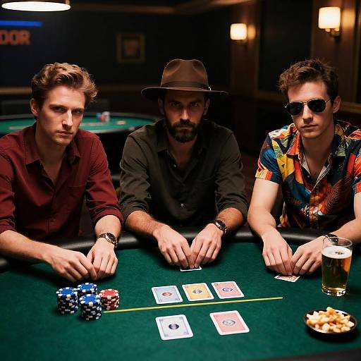 Intense Poker Game at Casino Table