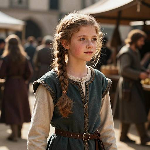 Hyperrealistic Medieval Peasant Girl in Market