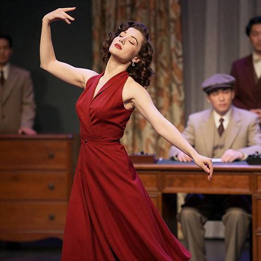 1930s Style Woman Dancing in Red Dress