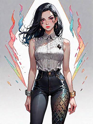 Stylish Woman in Grey Top and Black Leggings