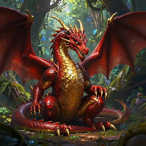 Sexy Male Dragon in Mystical Forest