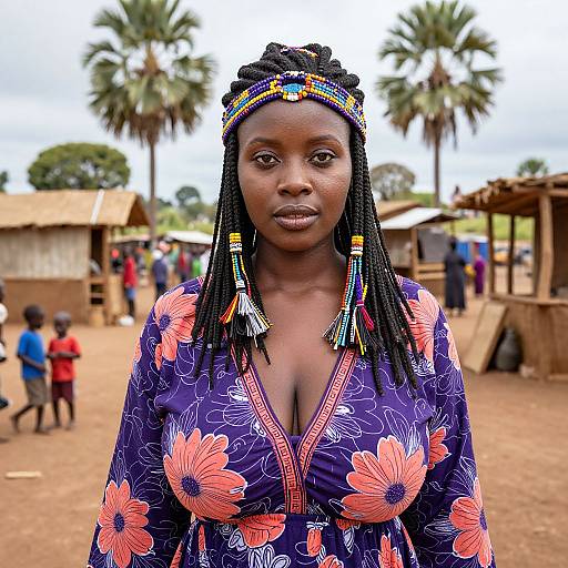 Elegant African Woman in Traditional Market