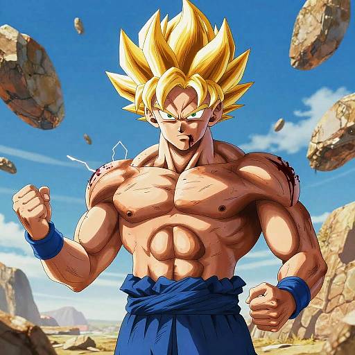 Photorealistic Super Saiyan Songoku Portrait
