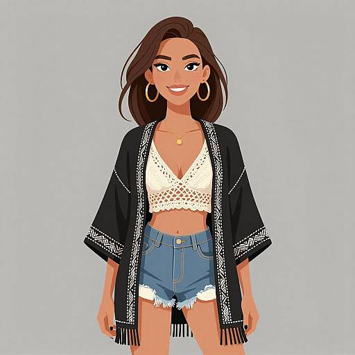 Bohemian Woman in Kimono Style