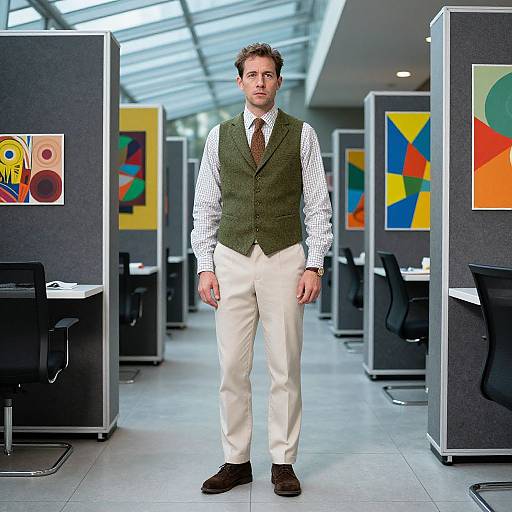 Stylish Man in Modern Atrium