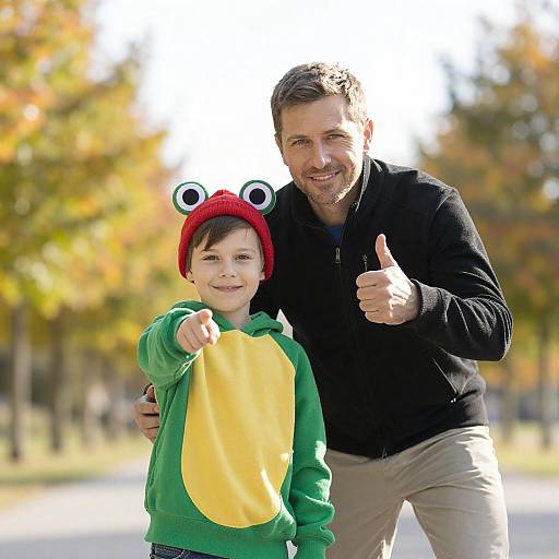 Father and Son in Autumn Park