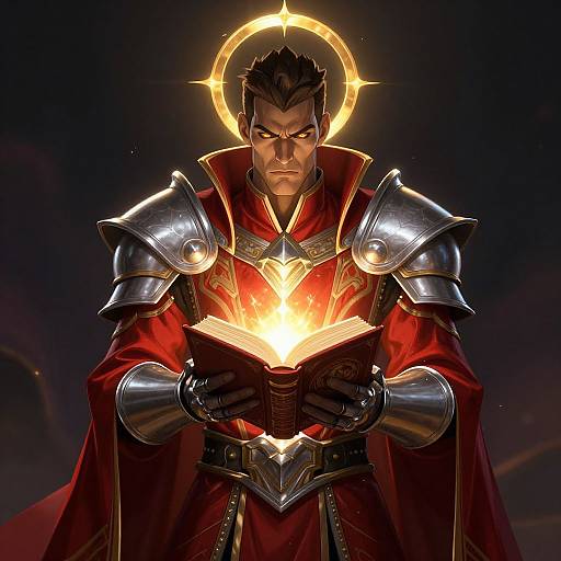 Divine Warrior with Glowing Prayer Book