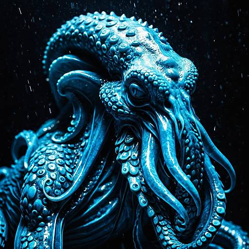 Cerulean Kraken Sculpture in Azure Resin