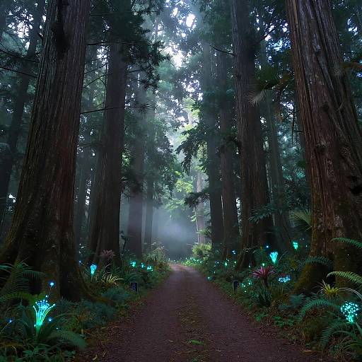Driving Through Enchanted Bioluminescent Forest