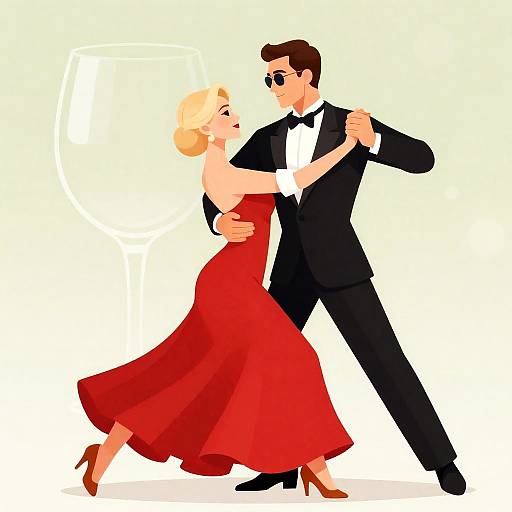 Elegant Couple Dancing in Digital Art