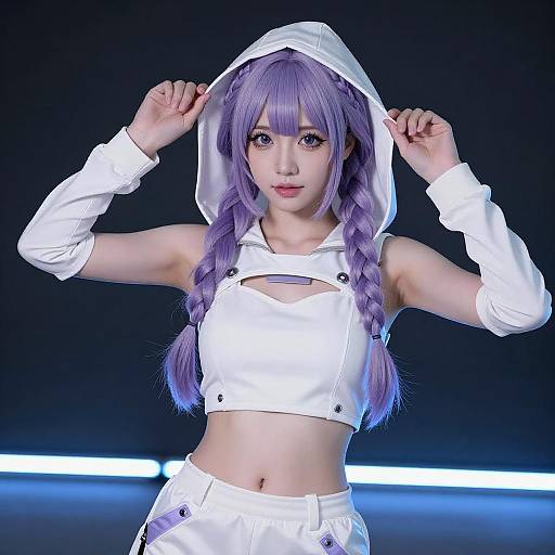 Futuristic Neon Portrait of Young Woman