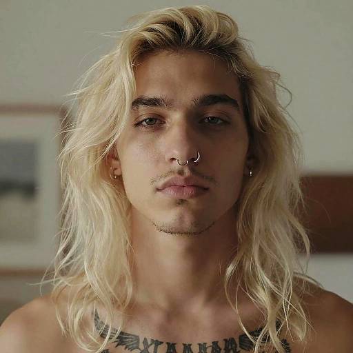 Portrait of Young Man with Platinum Hair