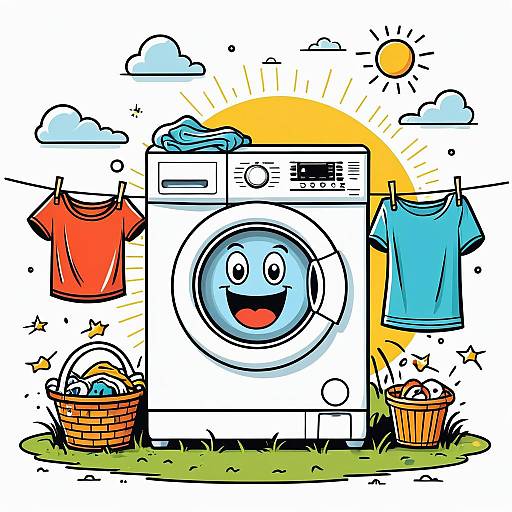 Cheerful Washing Machine Cartoon