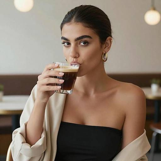 Confident Woman with Coffee in Modern Interior