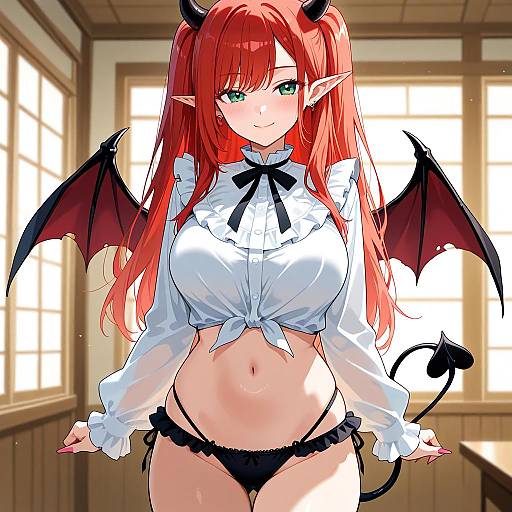 Marin-Inspired Crimson Demon Girl Portrait