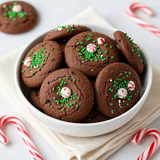 Festive Chocolate Cookies with Peppermint