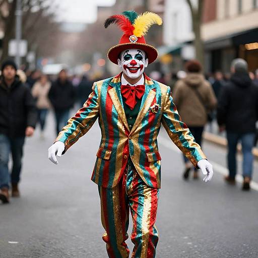 Vibrant Mardi Gras Street Juggler Outfit