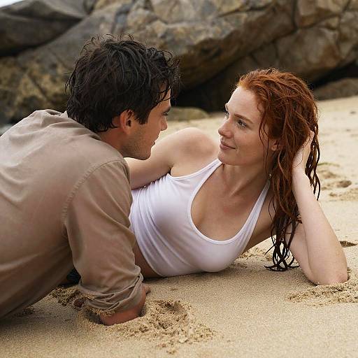 Intimate Beach Moment Between Couple