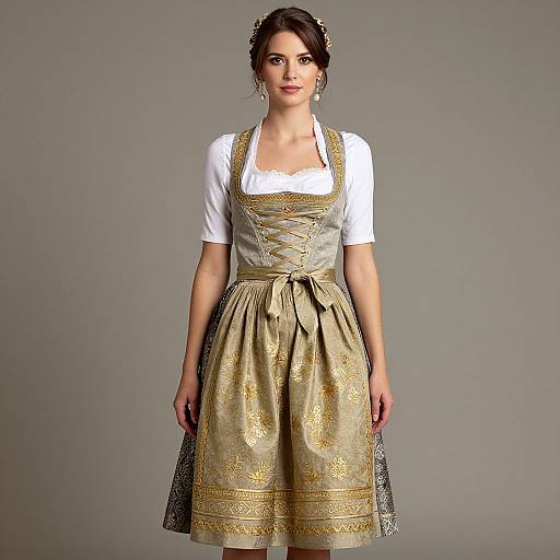 Elegant Bavarian Dirndl Dress Modeling