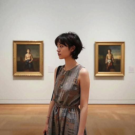 Short Shag Hairstyle in Art Museum