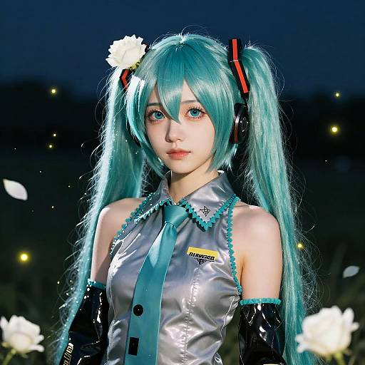 Face-Focused Goth Hatsune Miku Portrait