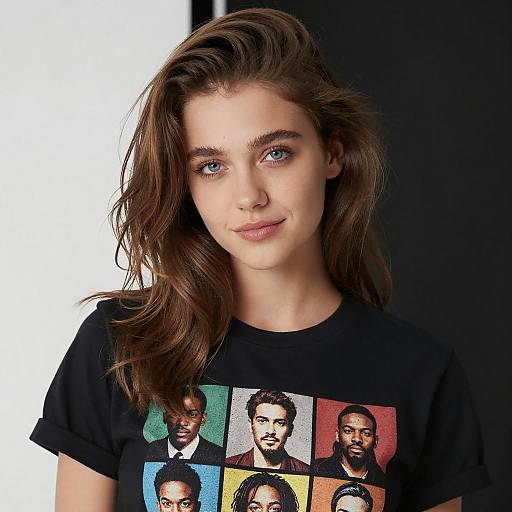 Portrait of Young Woman in Black Tee
