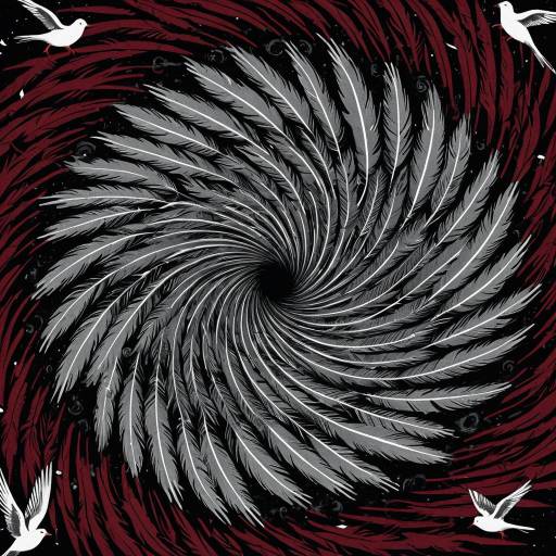 Swirling Vortex of Birds and Feathers